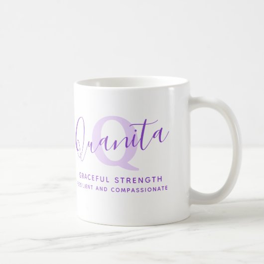 Quanita Namensbedeutung Monogramm Z lila Kaffeetasse (Rechts)