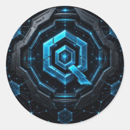 Quant Overledger-Schaltkreis-Hex-Sticker Runder Aufkleber
