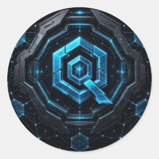Quant Overledger-Schaltkreis-Hex-Sticker Runder Aufkleber