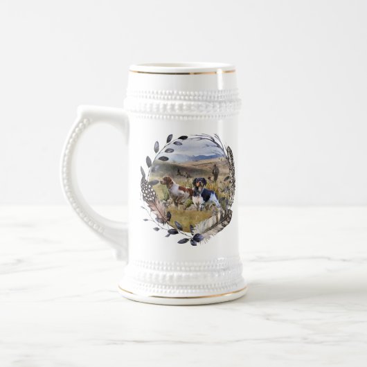 Quantenjagd mit Spaniels aus der Bretagne, Art Bierglas (Links)