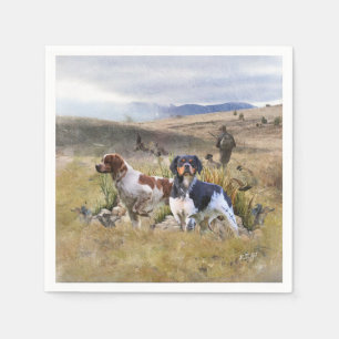 Quantenjagd mit Spaniels aus der Bretagne, Art Serviette