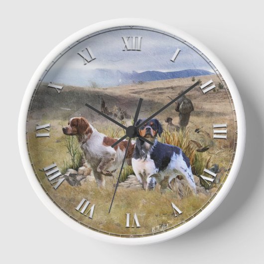 Quantenjagd mit Spaniels aus der Bretagne, Art Uhr (Vorderseite)
