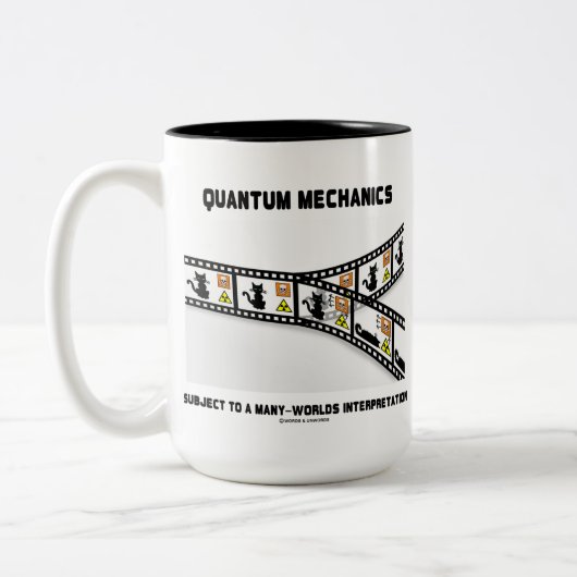 Quantenmechanik in vielen Welten Zweifarbige Tasse (Links)