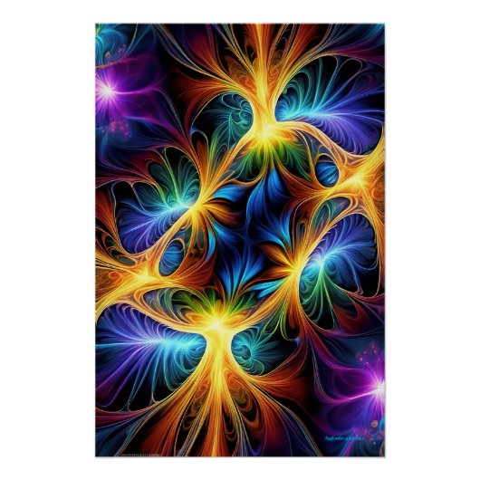 Quantenwinde: AI-mehrfarbiges Fraktal Poster (Vorderseite)