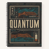 QUANTUM Abstrakt Science Waves | Grunge Retro Notizblock (Vorderseite)