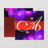 QUANTUM BBLE MONOGRAMM lila Einladung (Vorne/Hinten)