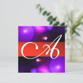 QUANTUM BBLE MONOGRAMM lila Einladung (Stehend Vorderseite)