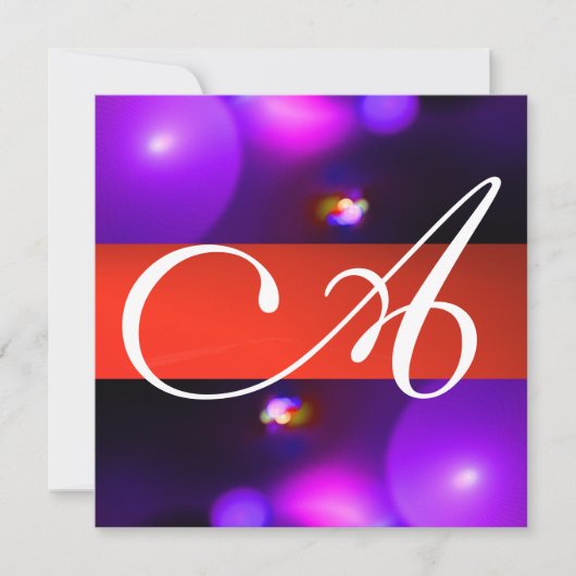 QUANTUM BBLE MONOGRAMM lila Einladung (Vorderseite)
