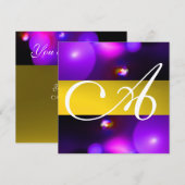 QUANTUM BBLE MONOGRAMM lila gelb Einladung (Vorne/Hinten)