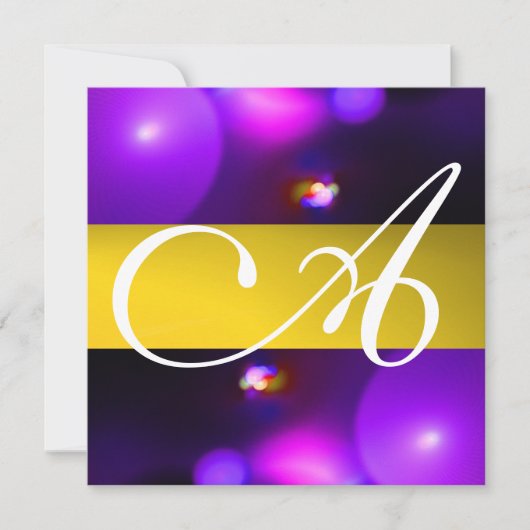 QUANTUM BBLE MONOGRAMM lila gelb Einladung (Vorderseite)