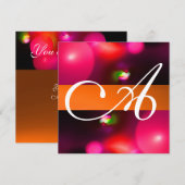 QUANTUM BBLE MONOGRAMM Rot Orange Einladung (Vorne/Hinten)