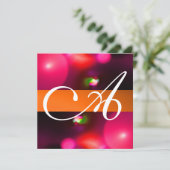 QUANTUM BBLE MONOGRAMM Rot Orange Einladung (Stehend Vorderseite)