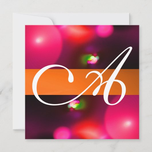 QUANTUM BBLE MONOGRAMM Rot Orange Einladung (Vorderseite)
