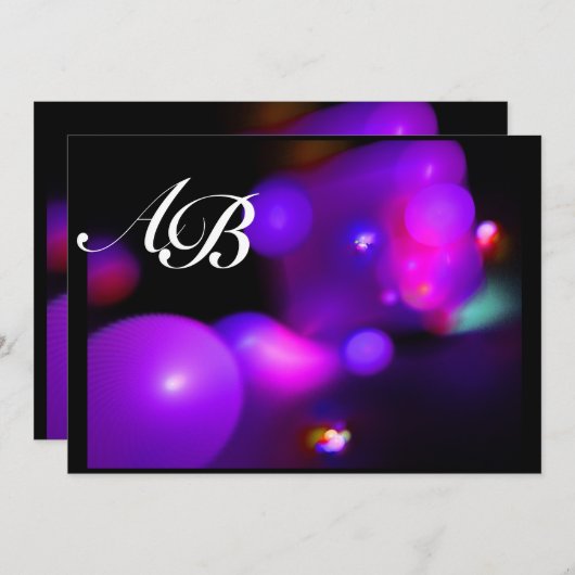 QUANTUM BUBBLE lila Fuchsia Einladung (Vorne/Hinten)