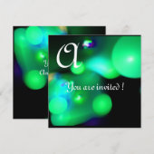 QUANTUM BUBBLE MONOGRAM grün schwarz Einladung (Vorne/Hinten)