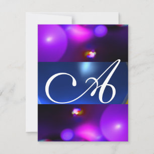 QUANTUM BUBBLE MONOGRAM lila blau Einladung