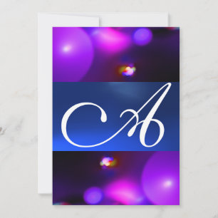 QUANTUM BUBBLE MONOGRAM lila blau Einladung