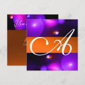 QUANTUM BUBBLE MONOGRAM lila orange Einladung (Vorne/Hinten)