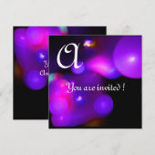 QUANTUM BUBBLE MONOGRAM LILA schwarz rosa Einladung (Vorne/Hinten)