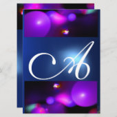 QUANTUM BUBBLE MONOGRAMM lila blau Einladung (Vorne/Hinten)