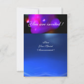 QUANTUM BUBBLE MONOGRAMM lila blaues uAwg Einladung (Rückseite)