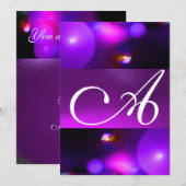 QUANTUM BUBBLE MONOGRAMM lila Einladung (Vorne/Hinten)