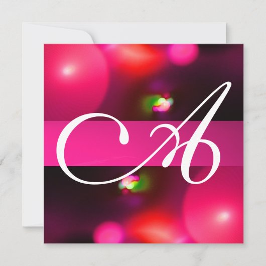 QUANTUM BUBBLE MONOGRAMM Rosa Einladung (Vorderseite)