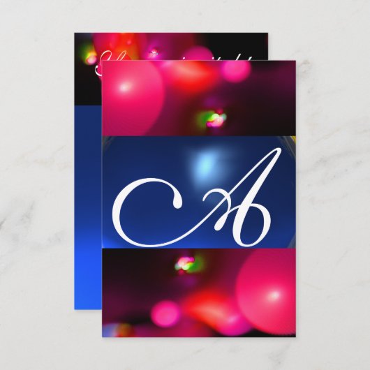 QUANTUM BUBBLE MONOGRAMM Rot-Blau-uAwg Einladung (Vorne/Hinten)