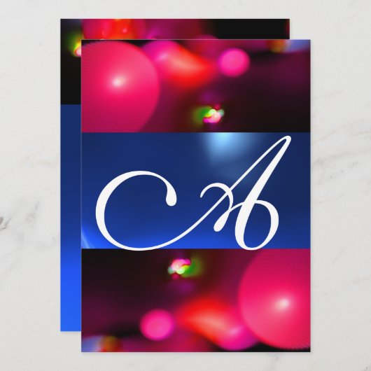 QUANTUM BUBBLE MONOGRAMM rot Einladung (Vorne/Hinten)