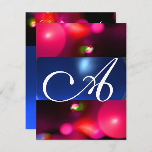 QUANTUM BUBBLE MONOGRAMM rot Einladung (Vorne/Hinten)