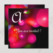 QUANTUM BUBBLE MONOGRAMM Rot Rosa Einladung (Vorne/Hinten)
