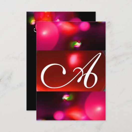 QUANTUM BUBBLE MONOGRAMM Rot Rosa uAwg Einladung (Vorne/Hinten)
