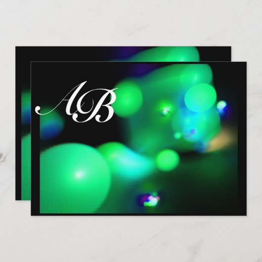 QUANTUM BUBBLE schwarz grün Einladung (Vorne/Hinten)