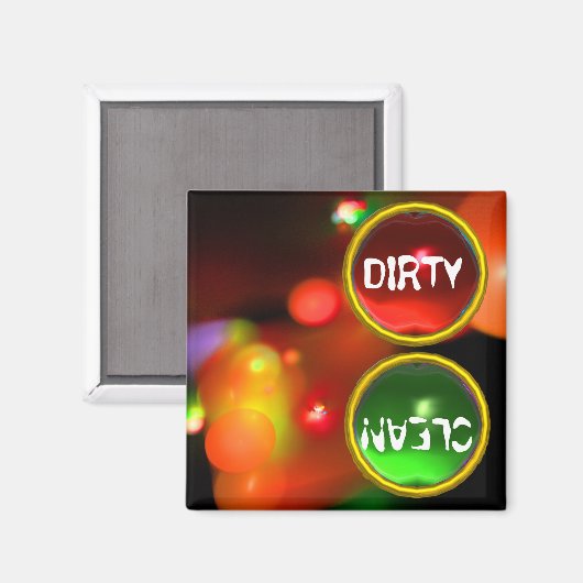QUANTUM BUBBLES UND RED GREEN GEMS Dirty Clean Magnet (Vorderseite/Rückseite)