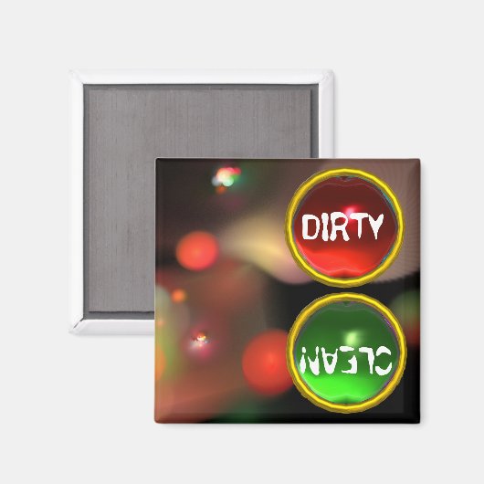 QUANTUM BUBBLES UND RED GREEN GEMS Dirty Clean Magnet (Vorderseite/Rückseite)