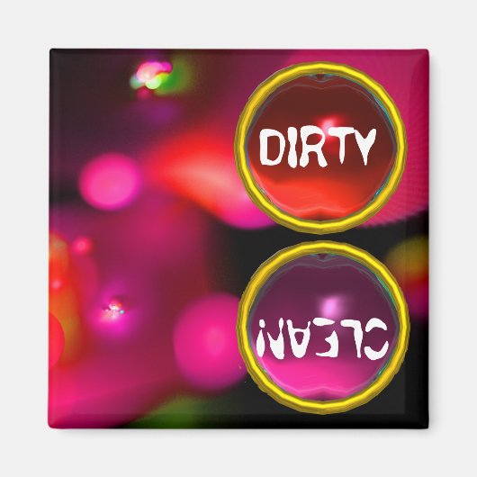 QUANTUM BUBBLES UND RED PINK GEMS Dirty Clean Magnet (Vorne)