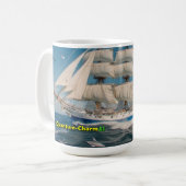 Quantum-Charm AI veranlasste Segeltall Ship v3.0 Kaffeetasse (Vorderseite Links)