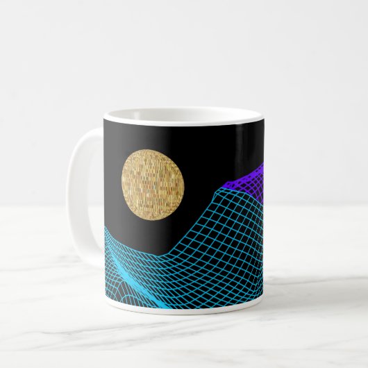 Quantum Disco Dimension Lila Schwarzes Gold Kaffeetasse (Vorderseite Links)