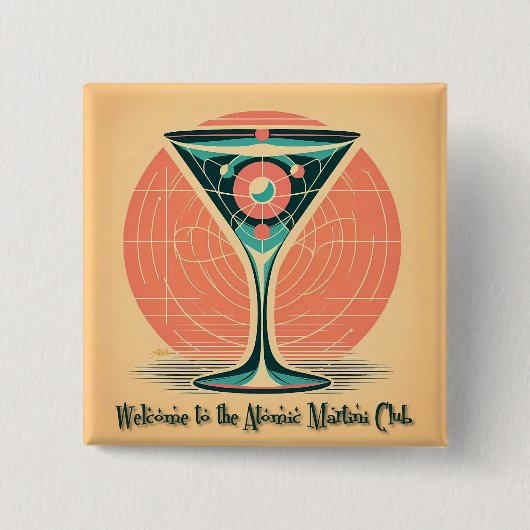 Quantum Entanglement Atomic Martini Club Cocktail Button (Vorderseite)