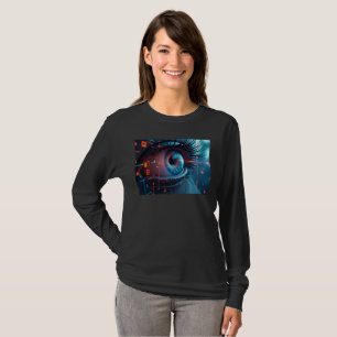 Quantum Eye Frauen langärmeliger schwarzer T - Shi T-Shirt
