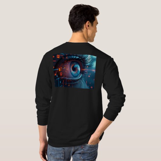 Quantum Eye Männer lange Ärmel schwarzer T - Shirt (Schwarz voll)