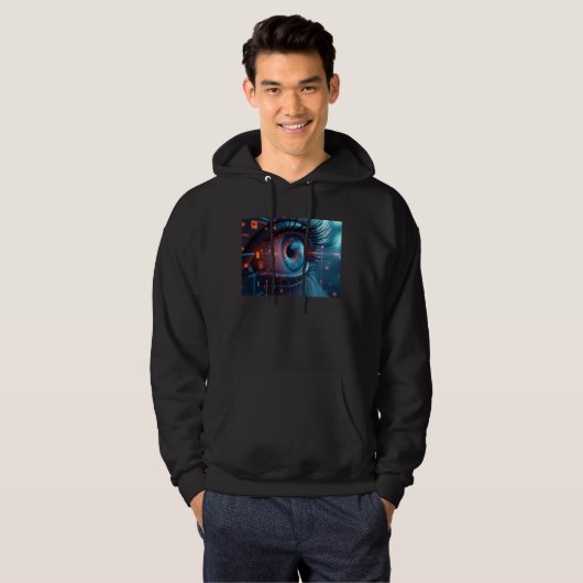 Quantum Eye Männer schwarz gekratztes Sweatshirt (Vorne ganz)