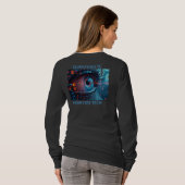 Quantum Eye Tech Damen schwarz langarm Shirt hinte (Schwarz voll)