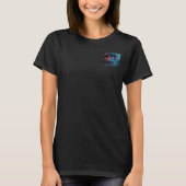 Quantum Eye Tech Damen schwarzes T-Shirt mit Tasch (Vorderseite)