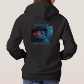 Quantum Eye Tech Frauen schwarz gekracktes Sweatsh Hoodie (Rückseite)