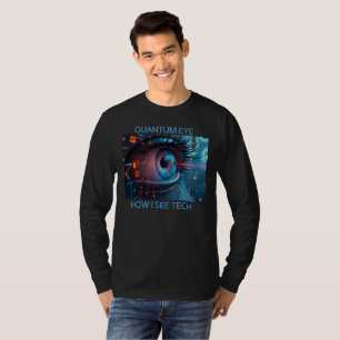 Quantum Eye Tech Herren schwarzes Langarm-T-Shirt T-Shirt