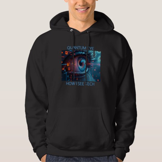 Quantum Eye Tech Männer schwarz gekratztes Sweatsh Hoodie (Vorderseite)