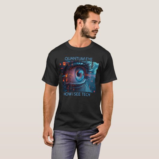 Quantum Eye Tech Männer Schwarzer T - Shirt (Vorne ganz)