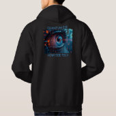Quantum Eye Tech Männer schwarzes Kapuzen-Sweatshi Hoodie (Rückseite)