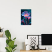 "Quantum Flora – Galactic Blooms in Obsidian Light Poster (Heimbüro)